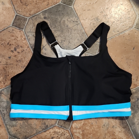LANDS END WOMEN'S  SPORTS BRA  BLUE AND BLACK  SZ 22W. - Picture 1 of 12